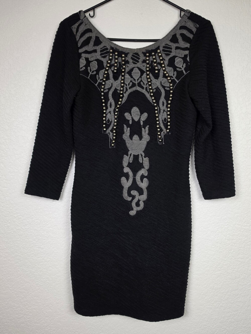 Free People Studded Bodycon Medium Black Dress
